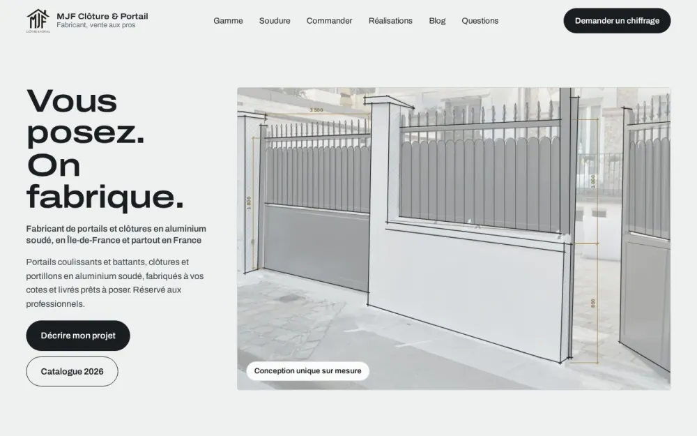 Aperçu du site MJF Clôture & Portail — Espace Pro